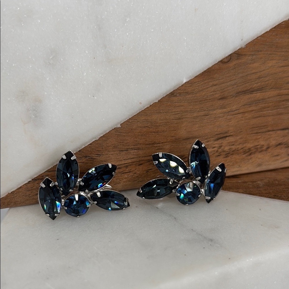 Estate Blue Stone Clip-on Earrings lot E41